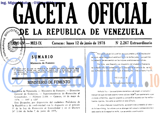Gaceta Oficial 2267 del 12 Junio 1978