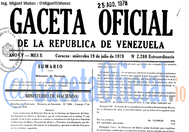 Gaceta Oficial 2288 del 19 Julio 1978