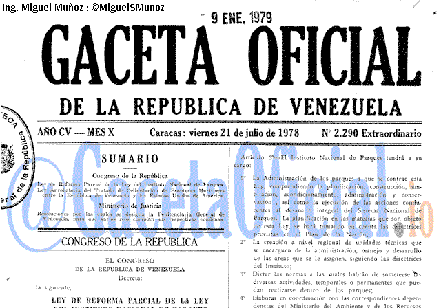 Gaceta Oficial 2290 del 21 Julio 1978