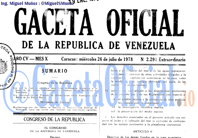 Gaceta Oficial 2291 del 26 Julio 1978