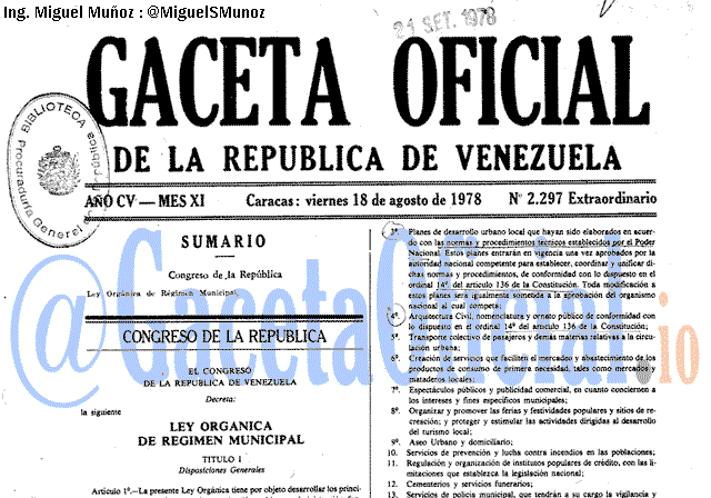 Gaceta Oficial 2297 del 18 Agosto 1978