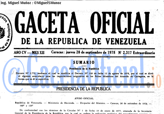 Gaceta Oficial 2317 del 28 Septiembre 1978