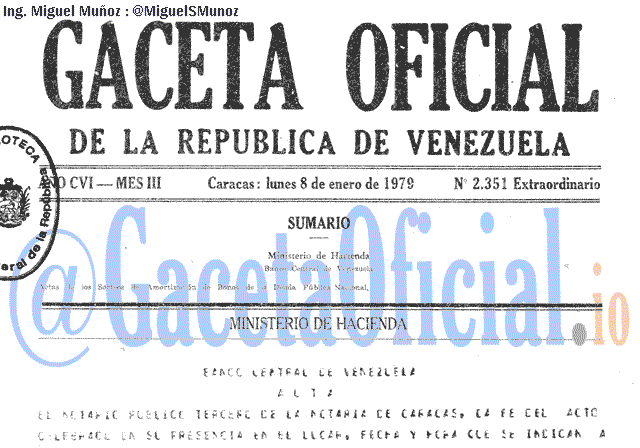 Gaceta Oficial 2351 del 8 Enero 1979