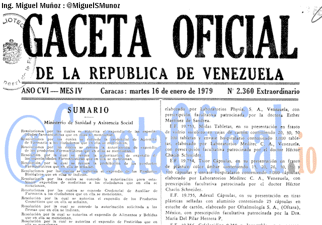 Gaceta Oficial 2360 del 16 Enero 1979