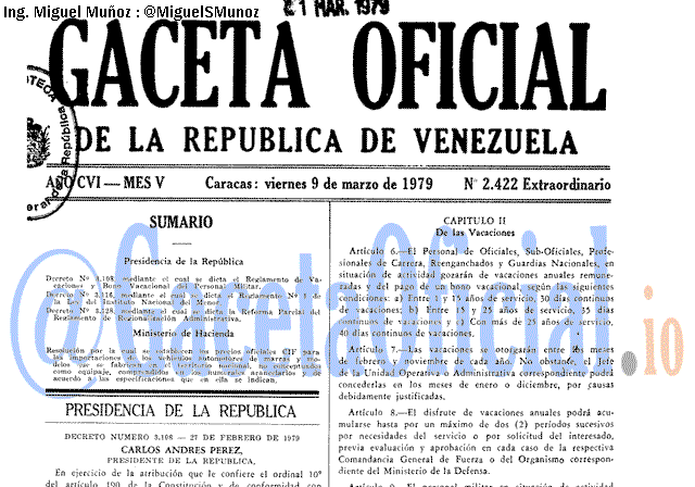 Gaceta Oficial 2422 del 9 Marzo 1979