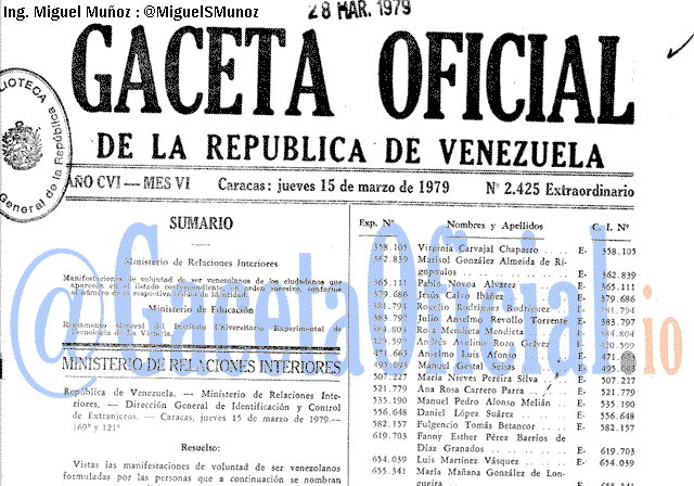 Gaceta Oficial 2425 del 15 Marzo 1979