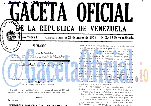 Gaceta Oficial 2426 del 20 Marzo 1979