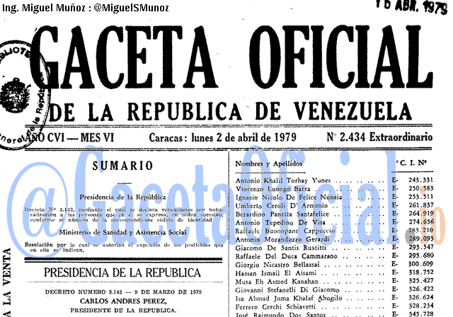 Gaceta Oficial 2434 del 2 Abril 1979
