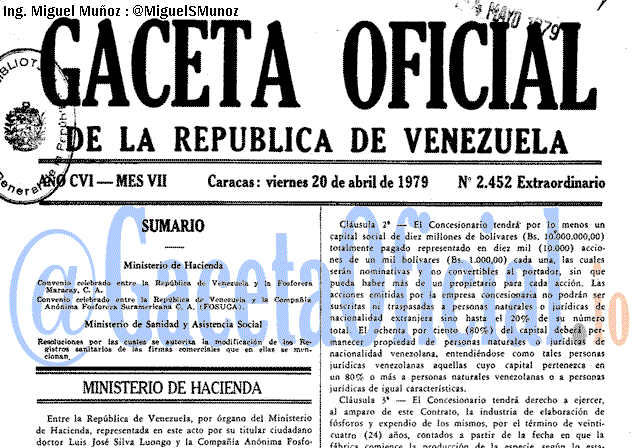 Gaceta Oficial 2452 del 20 Abril 1979