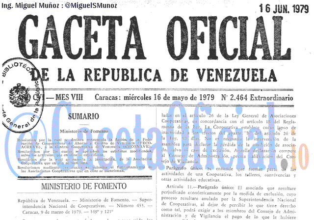 Gaceta Oficial 2464 del 16 Mayo 1979