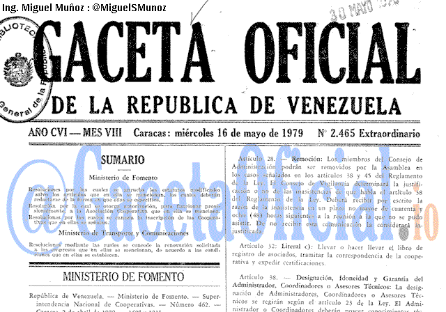 Gaceta Oficial 2465 del 16 Mayo 1979