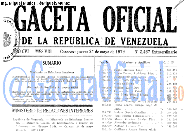 Gaceta Oficial 2467 del 24 Mayo 1979