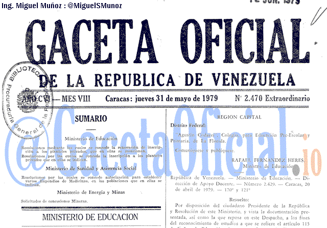 Gaceta Oficial 2470 del 31 Mayo 1979