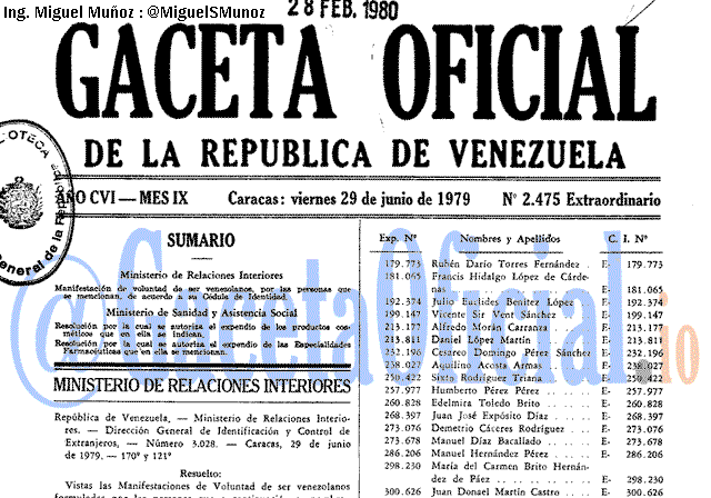 Gaceta Oficial 2475 del 29 Junio 1979