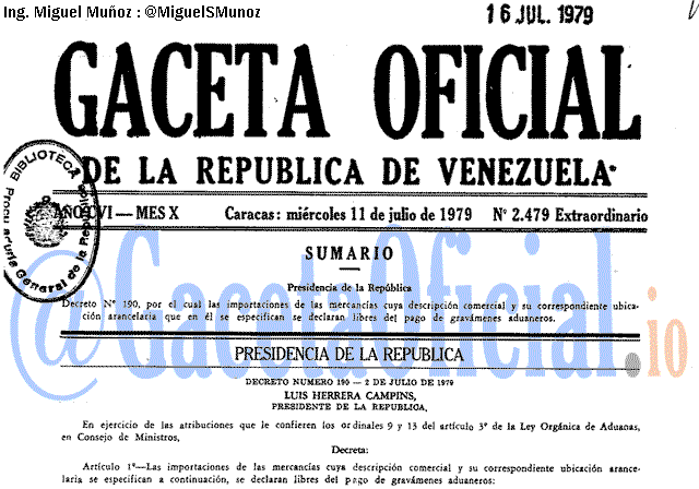 Gaceta Oficial 2479 del 11 Julio 1979