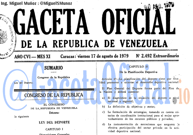 Gaceta Oficial 2492 del 17 Agosto 1979