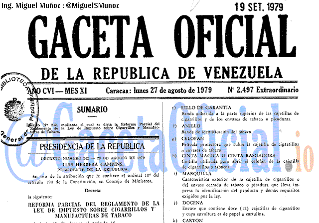 Gaceta Oficial 2497 del 27 Agosto 1979