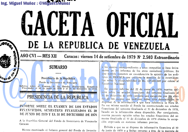 Gaceta Oficial 2503 del 14 Septiembre 1979
