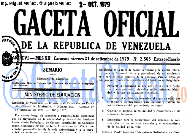 Gaceta Oficial 2505 del 21 Septiembre 1979