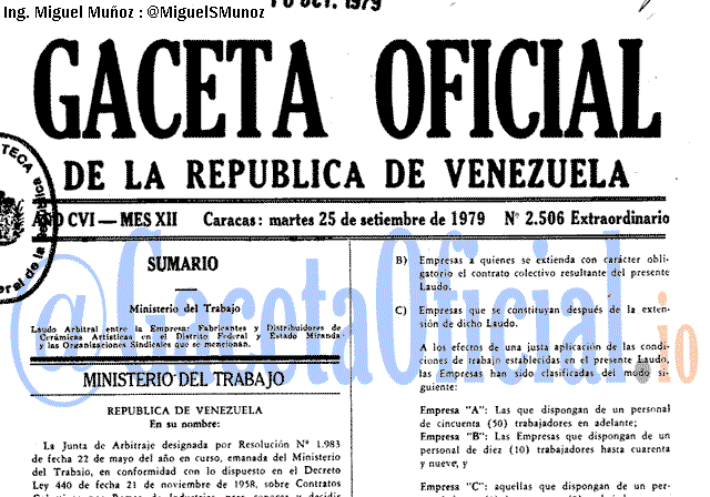 Gaceta Oficial 2506 del 25 Septiembre 1979