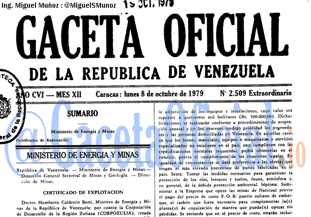 Gaceta Oficial 2509 del 8 Octubre 1979