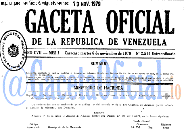 Gaceta Oficial 2514 del 6 Noviembre 1979