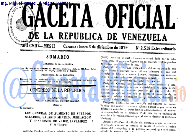 Gaceta Oficial 2518 del 3 Diciembre 1979