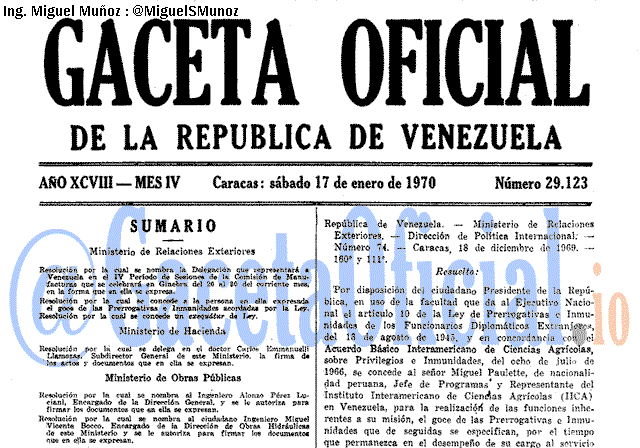 Gaceta Oficial 29123 del 17 Enero 1970