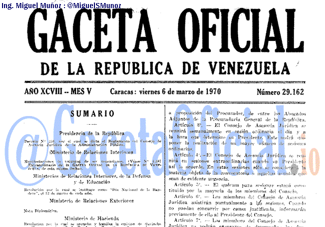 Gaceta Oficial 29162 del 6 Marzo 1970