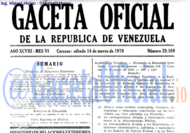 Gaceta Oficial 29169 del 14 Marzo 1970