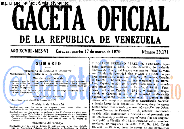 Gaceta Oficial 29171 del 17 Marzo 1970