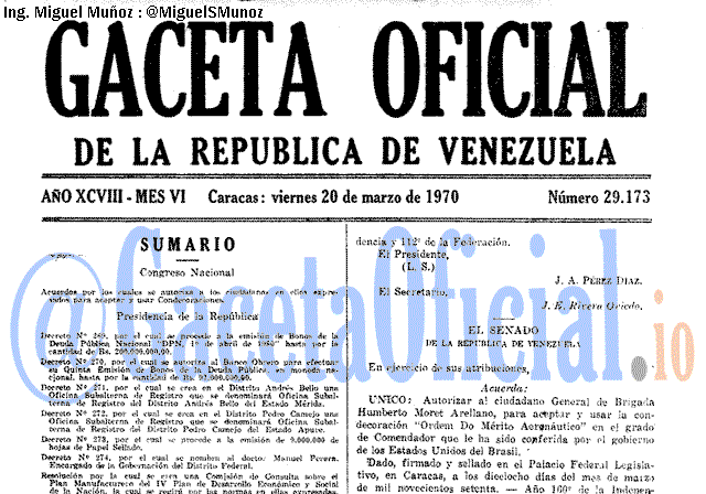 Gaceta Oficial 29173 del 20 Marzo 1970