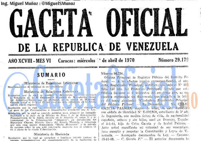 Gaceta Oficial 29179 del 1 Abril 1970