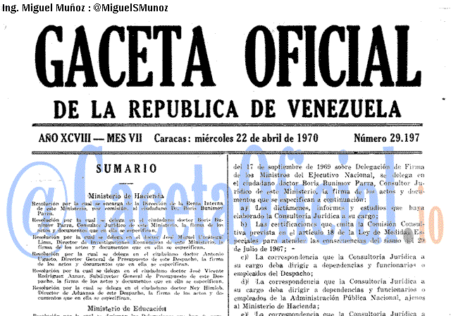 Gaceta Oficial 29197 del 22 Abril 1970