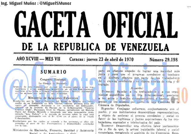 Gaceta Oficial 29198 del 23 Abril 1970