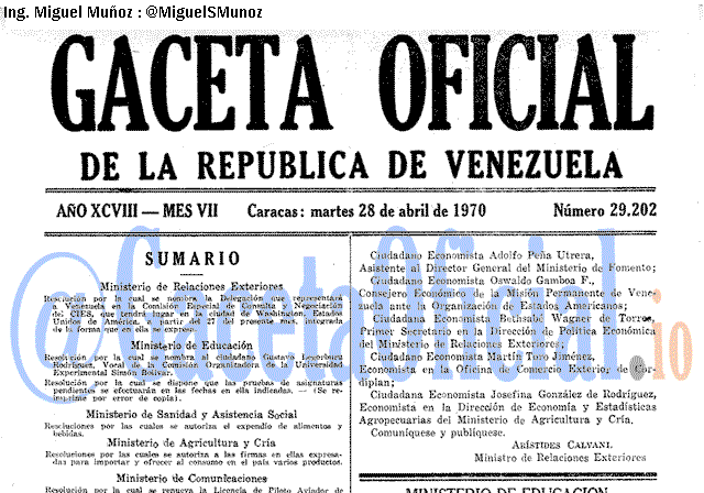 Gaceta Oficial 29202 del 28 Abril 1970