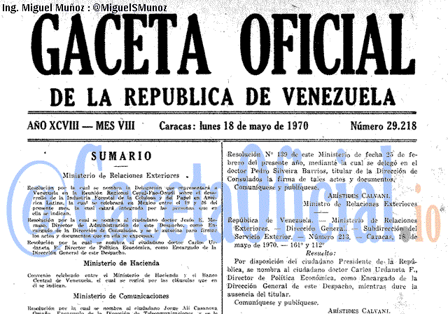 Gaceta Oficial 29218 del 18 Mayo 1970