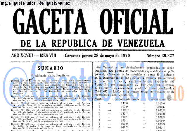 Gaceta Oficial 29227 del 28 Mayo 1970