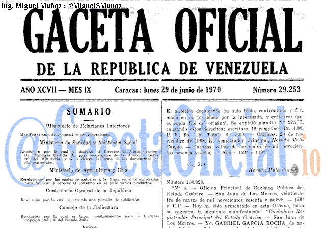 Gaceta Oficial 29253 del 29 Junio 1970