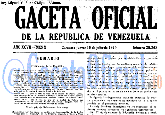 Gaceta Oficial 29268 del 16 Julio 1970