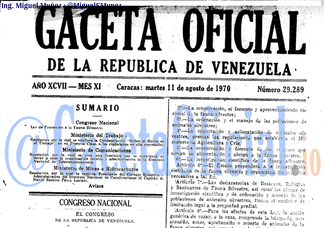 Gaceta Oficial 29289 del 11 Agosto 1970