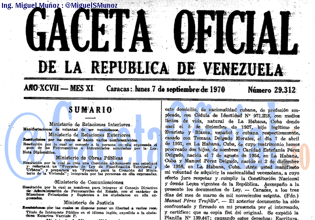 Gaceta Oficial 29312 del 7 Septiembre 1970