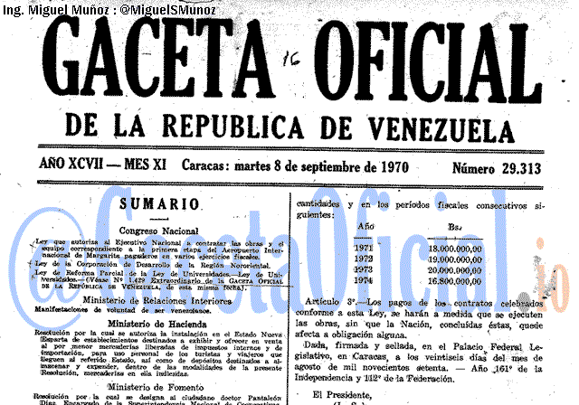 Gaceta Oficial 29313 del 8 Septiembre 1970