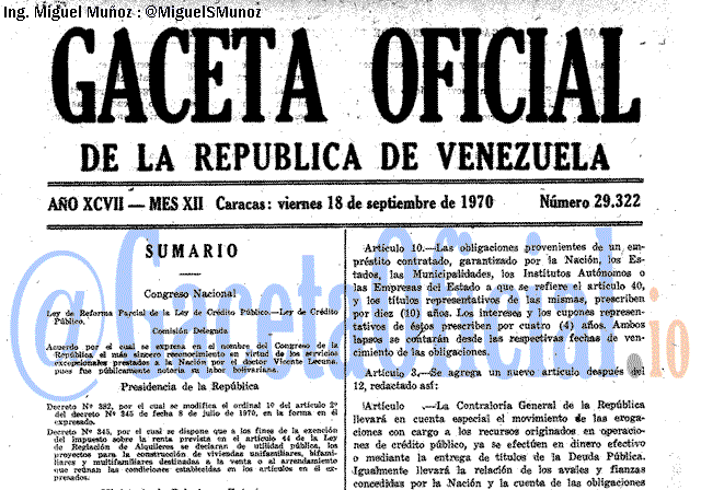 Gaceta Oficial 29322 del 18 Septiembre 1970