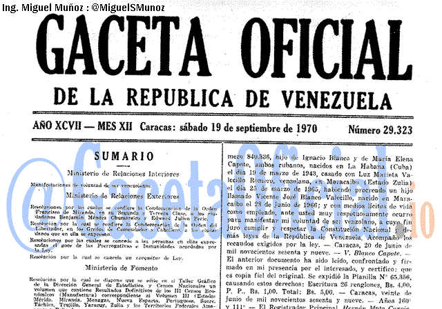 Gaceta Oficial 29323 del 19 Septiembre 1970