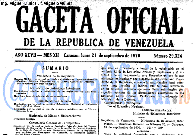 Gaceta Oficial 29324 del 21 Septiembre 1970