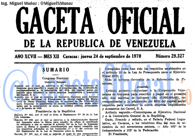 Gaceta Oficial 29327 del 24 Septiembre 1970