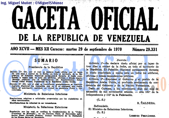 Gaceta Oficial 29331 del 29 Septiembre 1970