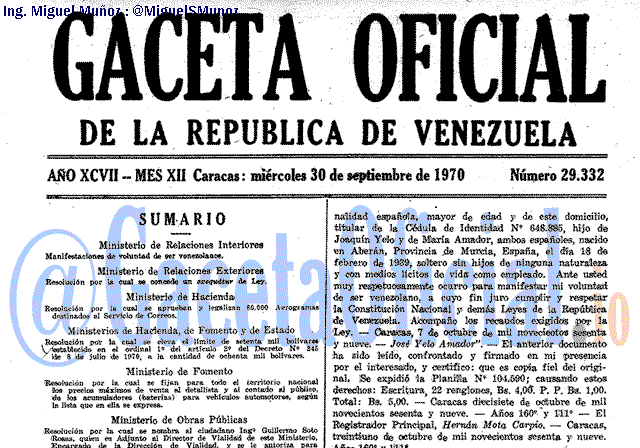 Gaceta Oficial 29332 del 30 Septiembre 1970