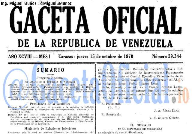 Gaceta Oficial 29344 del 15 Octubre 1970
